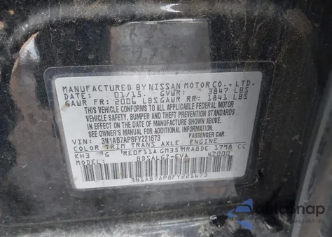 2015 Nissan Sentra Sl from USA, damaged, VIN 3N1AB7AP8FY221673